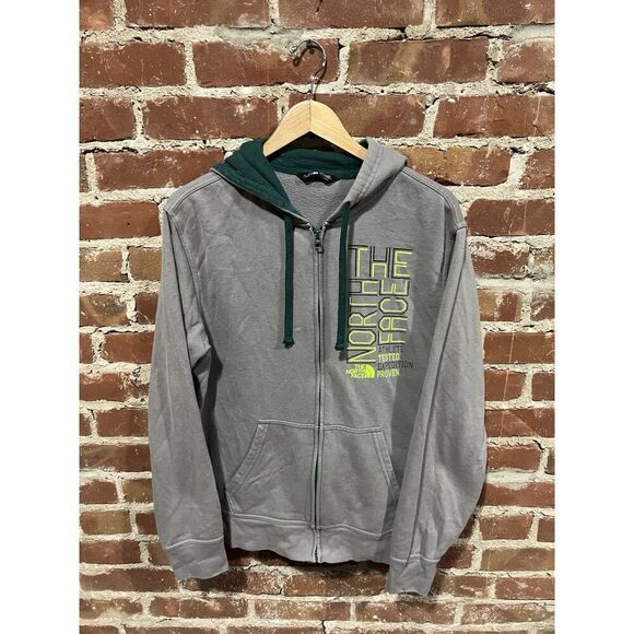 The North Face Mens Gray Full Zip Hooded Graphic Sweatshirt Size Medium - Picture 1 of 3